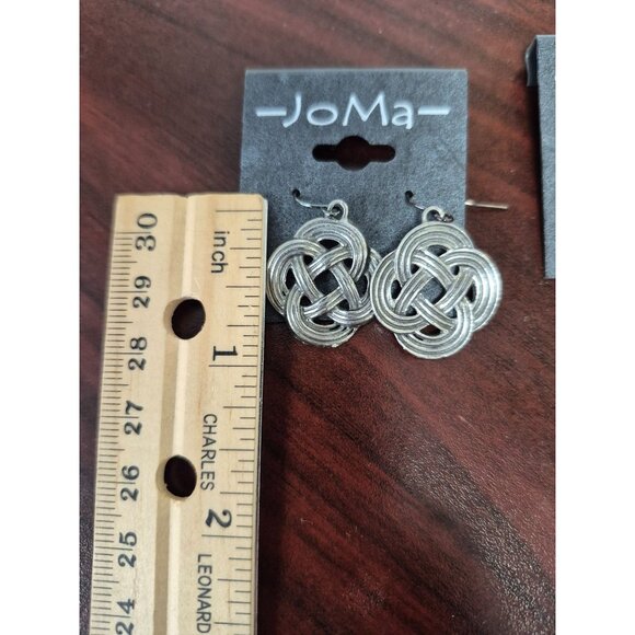 JoMa Womens Celtic Knot Pattern Earrings Silver Tone Made In USA - Picture 3 of 3